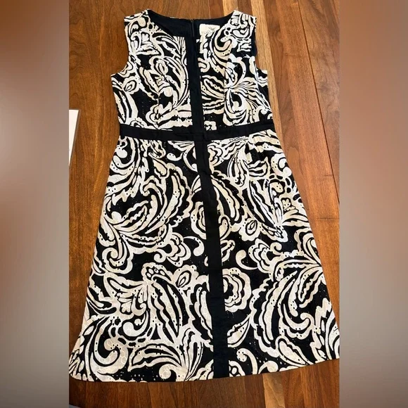 Anthropologie Tabitha Black & White Floral Cotton Dress Size 8 - Picture 7 of 10